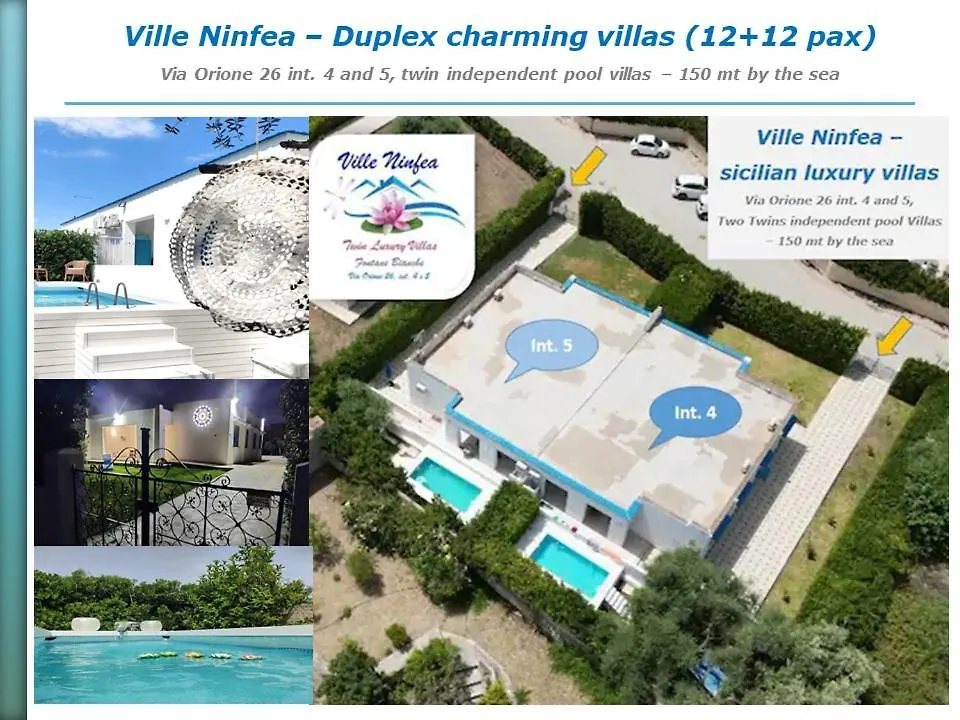 Prázdninový dům Pool Seaside Relais - Ville Ninfea, Marea, Rosa E Cassiopea Fontane Bianche Itálie