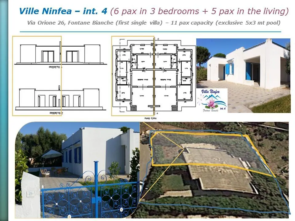 Pool Seaside Relais - Ville Ninfea, Marea, Rosa E Cassiopea Fontane Bianche Ferienhaus