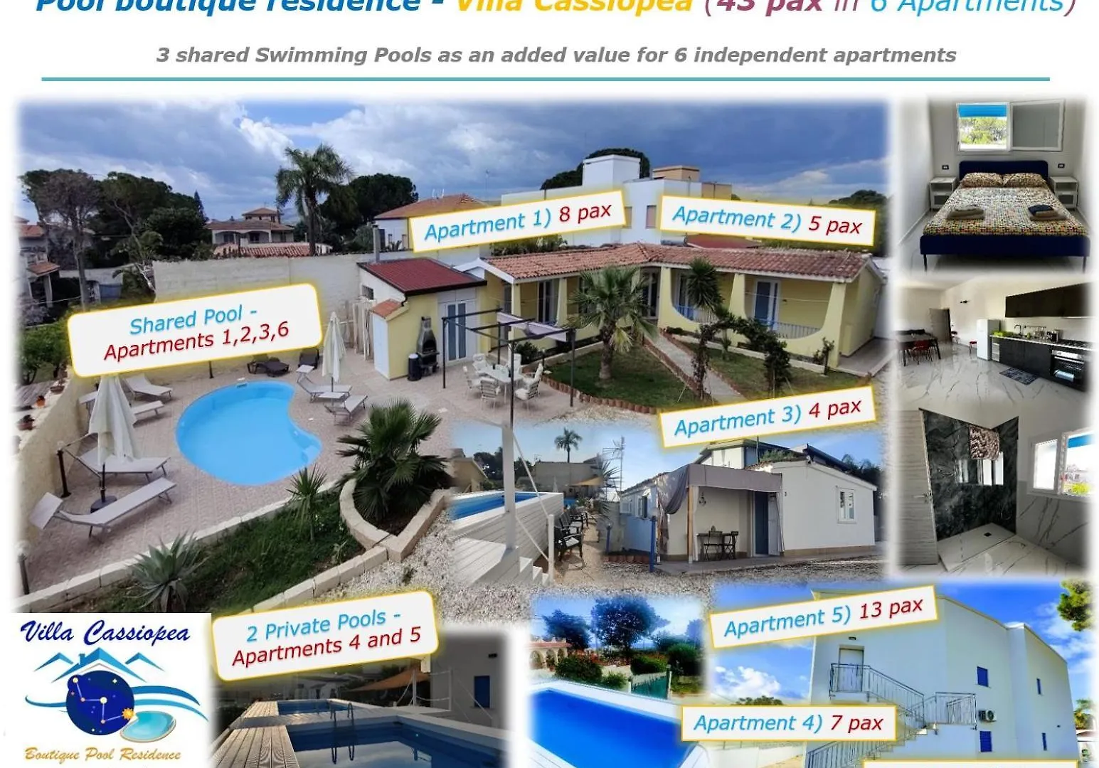 Pool Seaside Relais - Ville Ninfea, Marea, Rosa E Cassiopea Fontane Bianche Ferienhaus